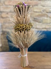 Straw decoration "Didukh" made of wheat, flax and dried flowers (small)